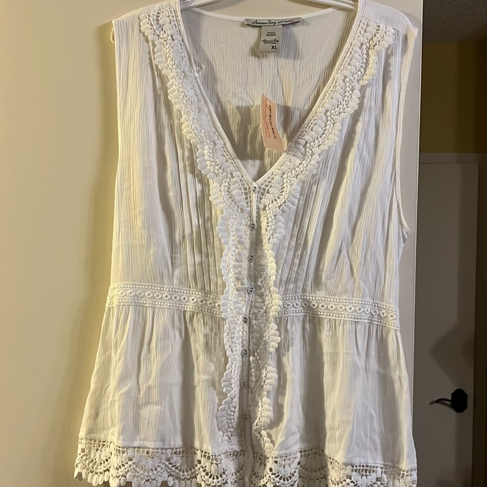 Cute white tank top blouse